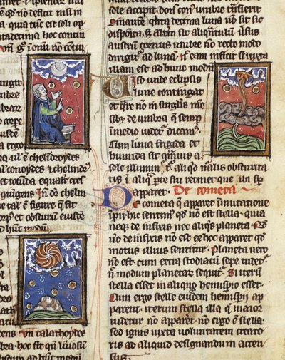 Ms 320 Fol.197 Komety, z „De Natura rerum” Thomasa van Cantimpre (1201-72) (welum) autorstwa French School