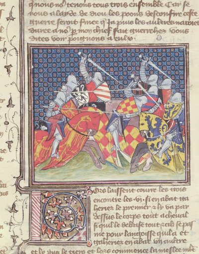 Ms 3480 Knights in Battle, z Livre de Messire Lancelot du Lac autorstwa French School
