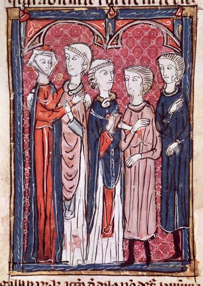 Ms 372 fol.141 Zaręczyny z Decrets de Gratien autorstwa French School