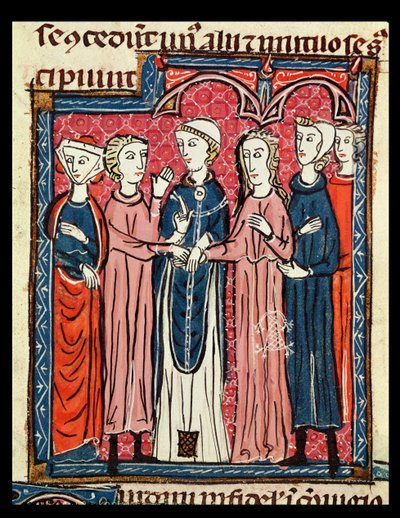 Ms 372 fol.153 Małżeństwo, z Decrets de Gratien autorstwa French School