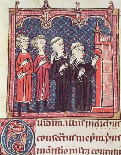 Ms 372 fol.47v Fundacja klasztoru, z Decrets de Gratien autorstwa French School