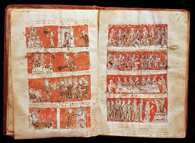 Ms 408 Sceny z życia studentów Kolegium Najświętszej Maryi Panny w Paryżu, ze Statutów Kolegium Hubanta, 1387 autorstwa French School