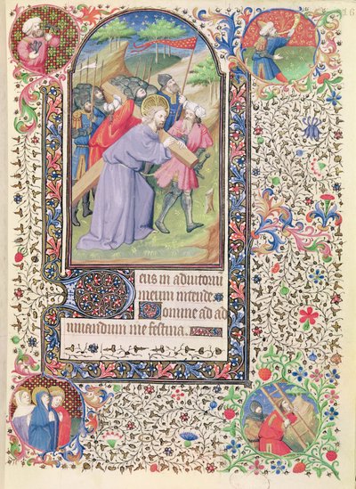 Ms 547 fol.16 Droga Krzyżowa, z Księgi Godzin, z której korzystała kobieta z Poitiers autorstwa French School