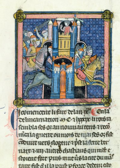 Ms 702 fol.295 Zdobycie Le Mans przez Philippe-Auguste (1165-1223) w 1189 autorstwa French School
