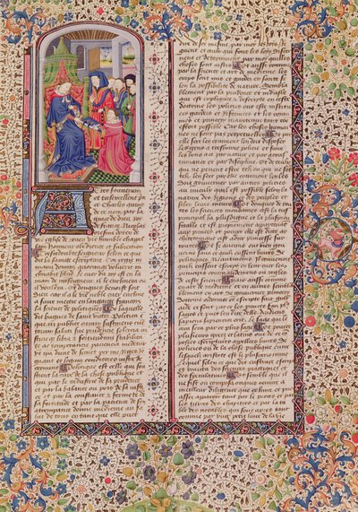Ms 927 Fol.186 Prezentacja polityki królowi z Etyki, polityki i ekonomii autorstwa Arystotelesa (384-322 pne) autorstwa French School