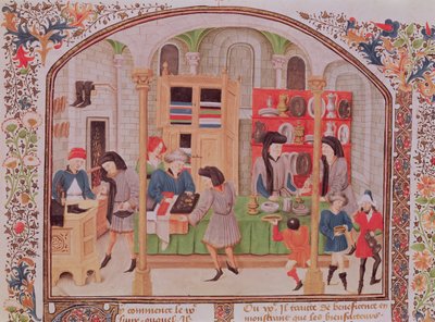 Ms 927 f.145r Mennica, z „Etyki, polityki, ekonomii” Arystotelesa, z przekładu na język francuski Mikołaja Oreme autorstwa French School