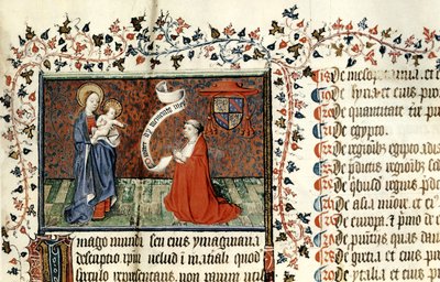 Ms 954 Pierre dAilly (1350-1420) Biskup Cambrai, przed Dziewicą, z Oeuvres Pierre