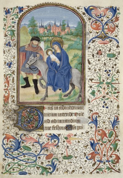 Pani Euing 4 f.55r Ucieczka do Egiptu, z Glasgow Hours, c.1450-60 autorstwa French School