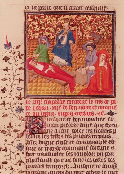 Pani Fr.226 fol.253v. Papież Jan XII karze swoich wrogów po powrocie do Rzymu w 964 autorstwa French School