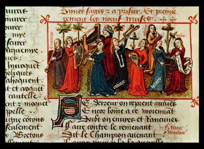 Pani Fr 12476 Fol.109v Dziewięć Muz z Le Champion des Dames autorstwa Martina le Franca (1410-61) 1451 autorstwa French School