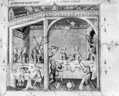 p. ks. 1584 Muzycy na bankiecie, ok. 1370 (rękopis) autorstwa French School