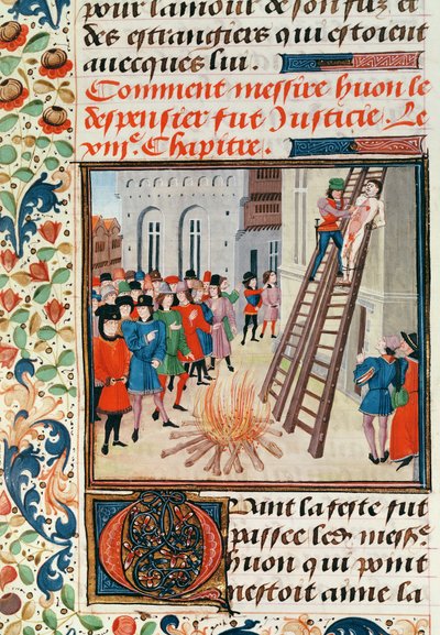 Pani Fr 2643 fol.11 Egzekucja Hugh Despensera, z Kroniki Froissarts autorstwa French School