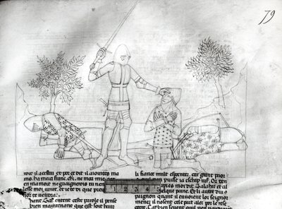 Pani Fr 343 f.79 Uzbrojenie rycerza na polu bitwy od Lancelot du Lac autorstwa French School
