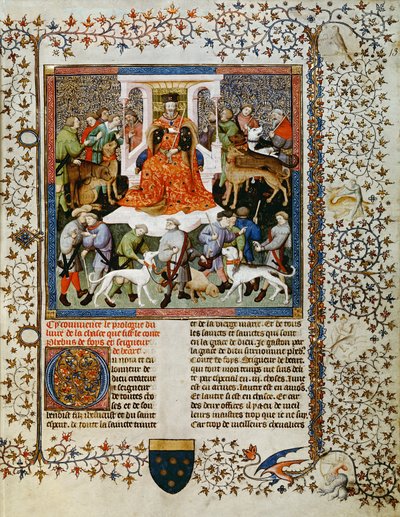 Pani Fr 616 fol.13 Przygotowanie do polowania, z Livre de la Chasse Gastona Phebusa de Foix (1331-91) autorstwa French School