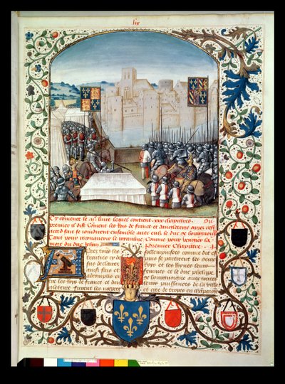 Pani Fr 82 Fol.59 Armie burgundzkie i angielskie, z Anciennes Chroniques dAngleterre, Jean Batard de Wavrin, c.1470-80 autorstwa French School