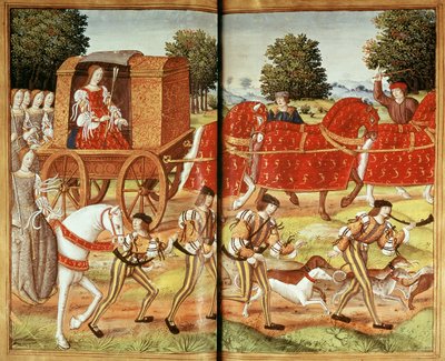 Pani Fr 874 f.31v Polowanie, ilustracja z Listów Owidiusza autorstwa French School