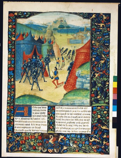 Ms Fr 87 Fol.1 Obóz Edwarda IV, z Ancient Chronicles of England, Jean Batard de Wavrin, c.1470-80 autorstwa French School