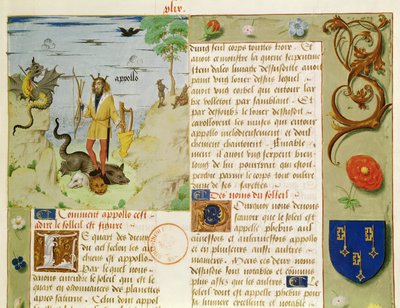 Pani Fr 9197 Fol.49 Apollo zabija Pytona, z Livre des Eschecs DAmour autorstwa French School