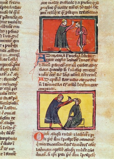 Ms H 89 fol.6 Chirurgia, z wydania „Księgi Chirurgii” Rogiera de Salerne autorstwa French School