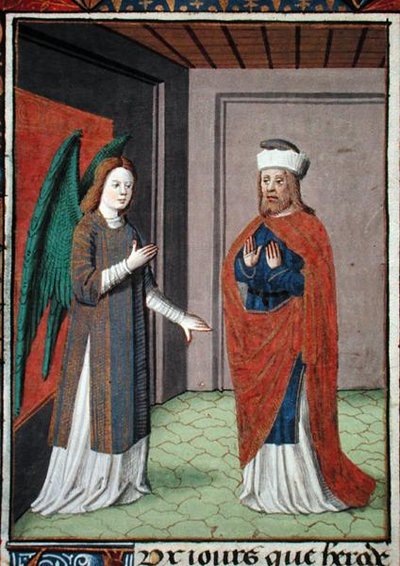 Pani Hunter 368 f.17v Anioł, c.1460 (welum) autorstwa French School
