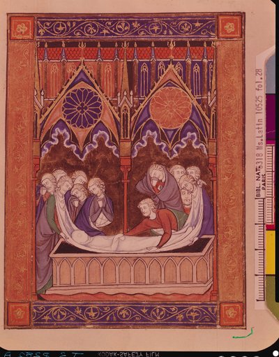 Ms Lat 10525 Fol.28 Pogrzeb Jakuba w Kanaanie, z Psałterza św. Ludwika, ok. 1258-70 autorstwa French School