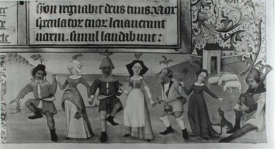 Ms Lat 1173 f.20 Taniec pasterski, z Godzin Karola dAngouleme, ok. 1480 autorstwa French School