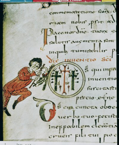 Ms Lat 1248 fol.76v Historyczny inicjał O, z Sakramentarza Gellone autorstwa French School