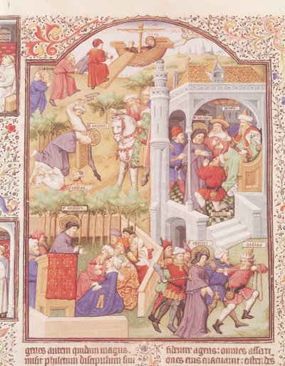 Ms Lat 17294 Fol. 515v Sceny z życia św. Jakuba Wielkiego (zm. 44) z Brewiarza księcia Bedford, ok. 1424-35 autorstwa French School