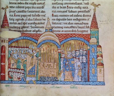 Ms Lat 17716 fol.91 Konsekracja kościoła w Cluny przez papieża Urbana II (1042-99) w listopadzie 1095 autorstwa French School