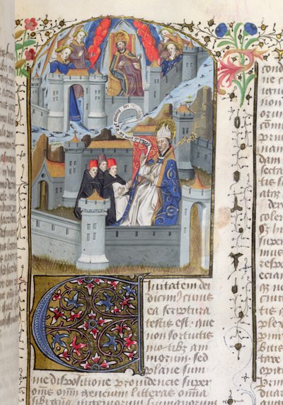 Pani Lat 592 f.127 Jerozolima i Babilon, z La Cite de Dieu autorstwa św. Augustyna autorstwa French School