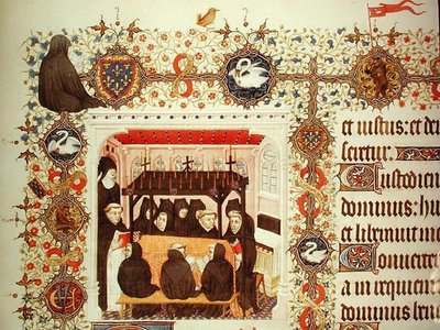 Pani Lat 919 Żałoba księżnej, z herbami i detalami zwierzęcymi, z Grandes Heures de Duc de Berry autorstwa French School