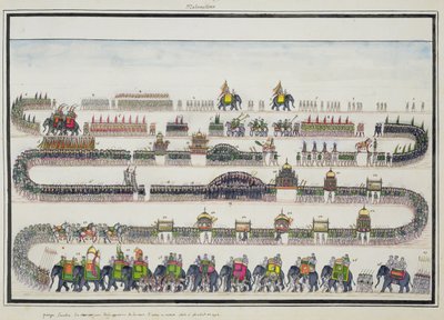 Ceremonia Muharrama, Faizabad, 1772 z The Gentil Album, opublikowanej w 1774 autorstwa French School