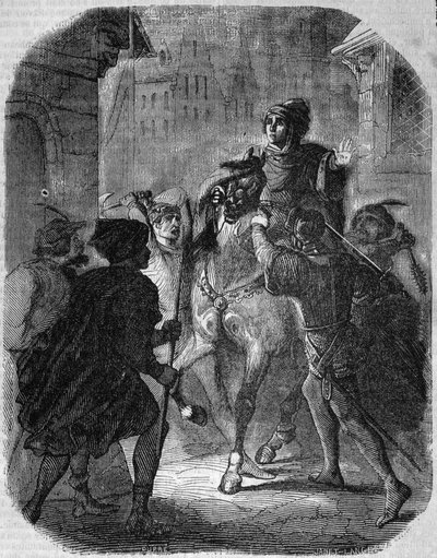 Morderstwo Ludwika I Walezego, księcia Orleanu (1372 - 1407) w Old Rue du Temple autorstwa Jean Sans Ppeur - in Histoire de France”” autorstwa L.-P. Anquetil autorstwa French School