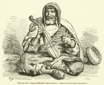 Muzyk żydowski, strój z Mogador w Maroku (rycina) autorstwa French School