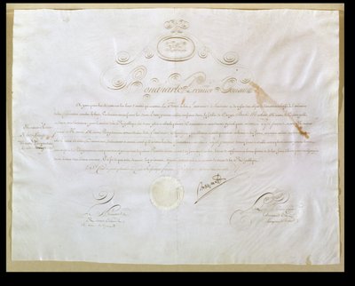 Napoleon Bonaparte (1769-1821) upoważnienie do zakupu Luizjany przez Stany Zjednoczone, 30 kwietnia 1803 (tusz na welinie) autorstwa French School
