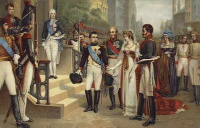 Napoleon I i Królowa Prus (litografia kolorowa) autorstwa French School