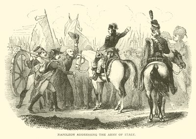 Napoleon przemawiający do Armii Włoch (grafika) autorstwa French School