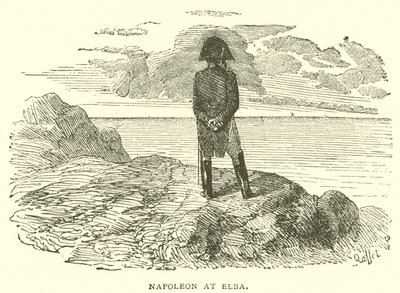 Napoleon na Elbie (rycina) autorstwa French School