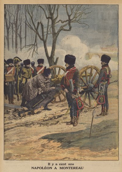Napoleon w bitwie pod Montereau (kolor lito) autorstwa French School