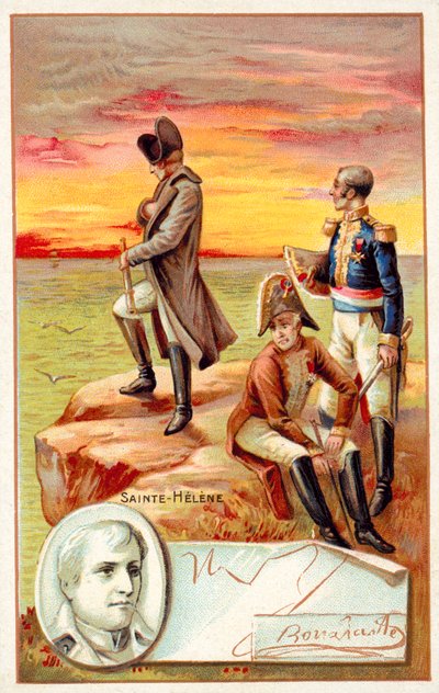 Napoleon na wygnaniu na Św. Helenie (chromolitho) autorstwa French School