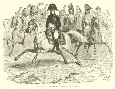 Napoleon ze swoim sztabem w Hiszpanii (grafika) autorstwa French School