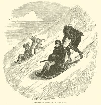 Zejście Napoleona w Alpy (rycina) autorstwa French School