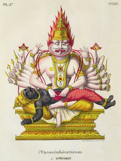 Narasimha, grawerowane przez de Marlet autorstwa French School