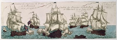 Potyczki morskie między flotą francuską i angielską podczas rewolucji amerykańskiej w 1778 r autorstwa French School