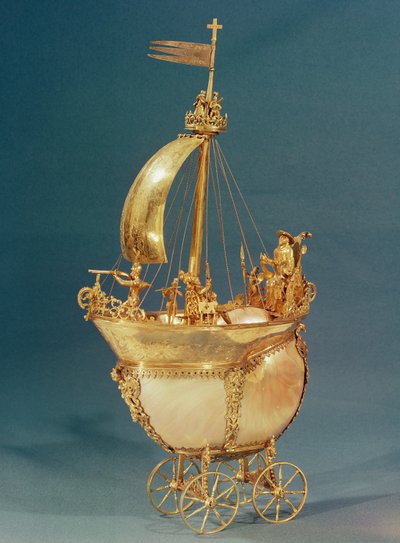 Nef należący do kardynała de Lorraine, 1579 (muszla i pozłacane srebro) autorstwa French School