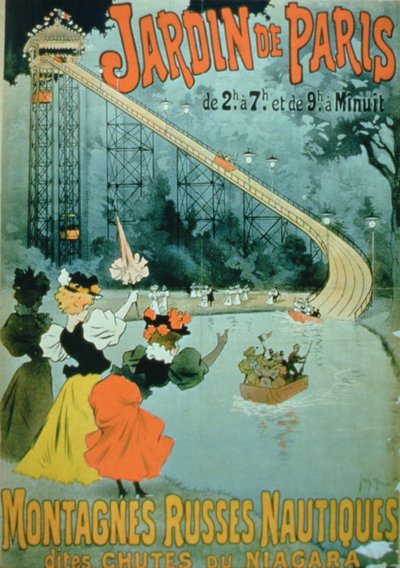 Wodna kolejka górska „Niagara Falls” w Jardin de Paris (kolor lito) autorstwa French School