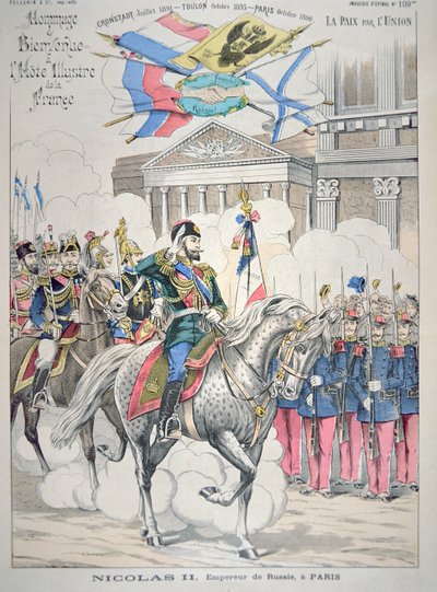 Mikołaj II odwiedza Paryż w październiku 1896 (kolor lito) autorstwa French School