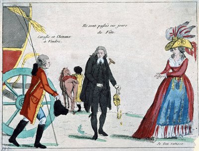 Szlachta, duchowieństwo i burżuazja bez pieniędzy, karykatura rewolucji, koniec XVIII w. autorstwa French School
