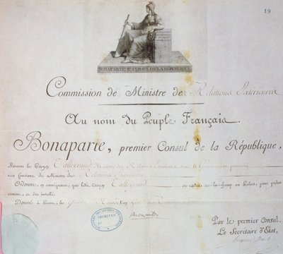 Nominacja Charlesa Maurice de Talleyrand-Périgord (1754-1838) na stanowisko ministra spraw zagranicznych, c.1797 autorstwa French School