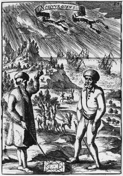 Norwegowie, ilustracja z Description de lUnivers autorstwa Allaina Manessona Malleta (1630-1706) opublikowana w Paryżu, 1683 autorstwa French School